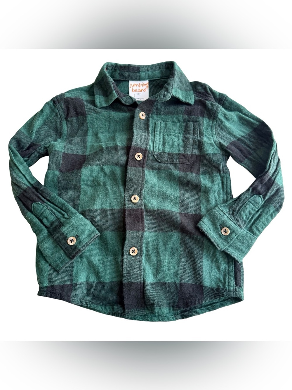 jumping beans Dark Green and Black Plaid Button-Down Shirt